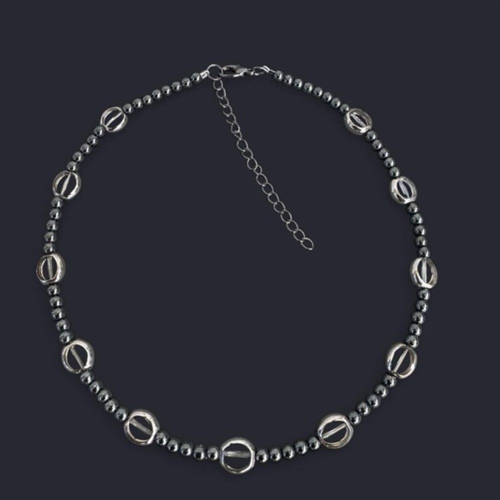 Clear & Silver Choker Bead Necklace